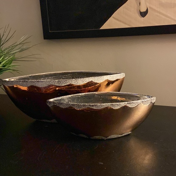 Bronze ceramic vases planters set of 2 - Picture 11 of 13